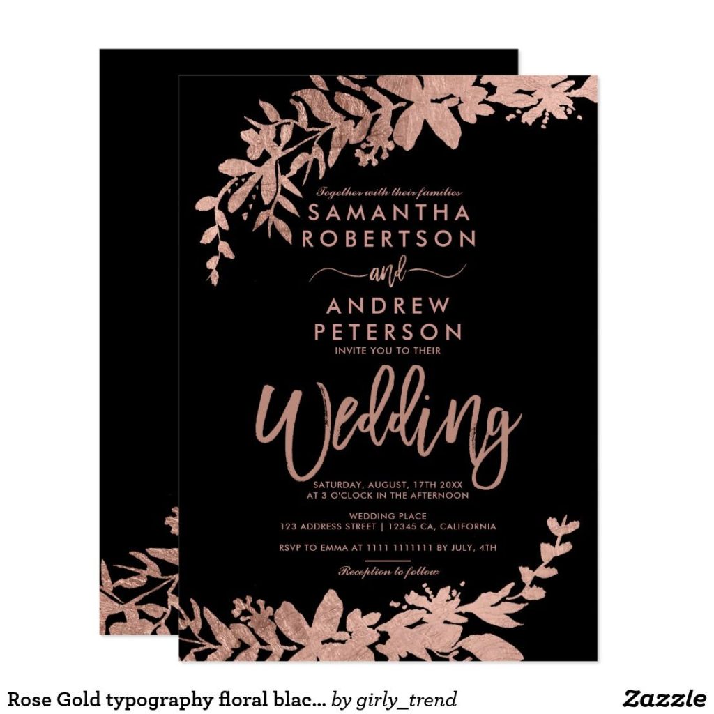 Black And Rose Gold Wedding Invitations - jenniemarieweddings