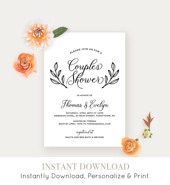 Printable Couples Wedding Shower Invitations Jenniemarieweddings