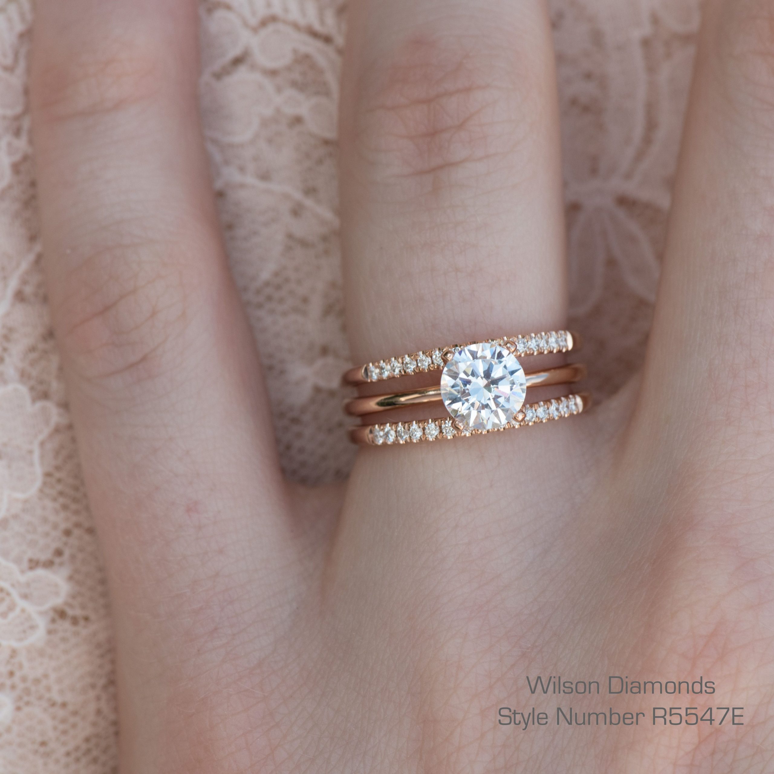 Engagement Ring With Two Wedding Bands