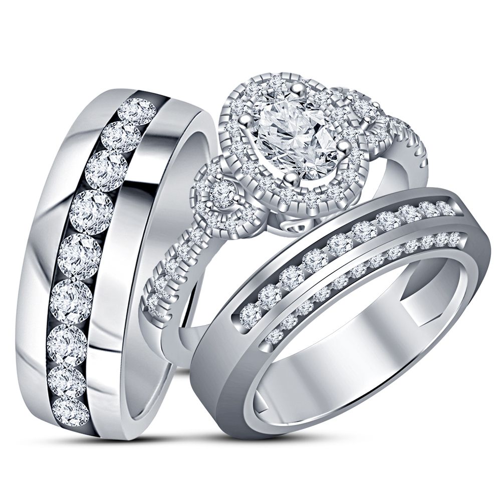 Wedding Ring Trio Sets For Him And Her