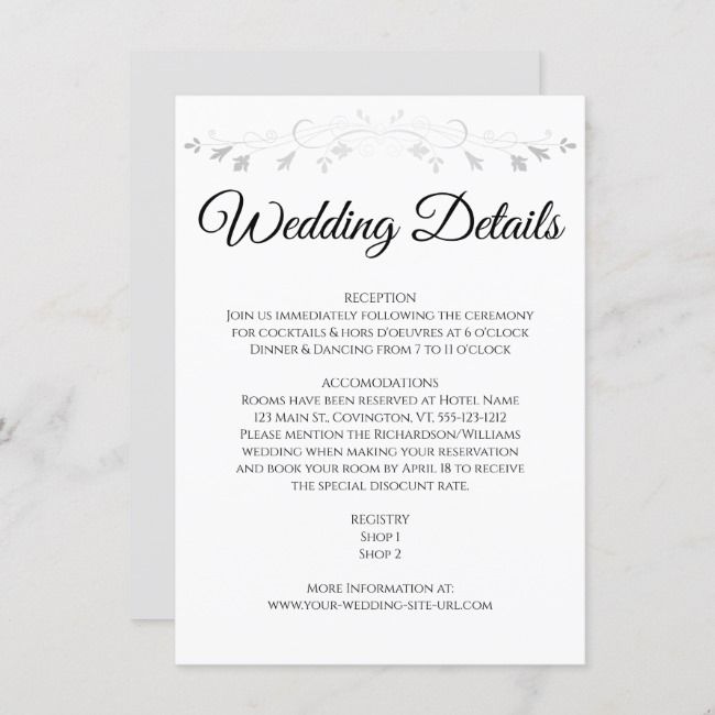 Wedding Details Card Wording Examples