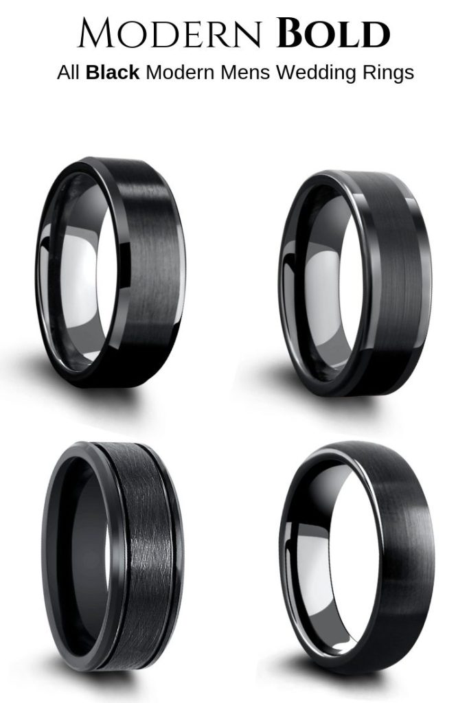 All Black Mens Wedding Bands - jenniemarieweddings