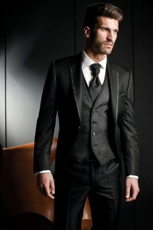 All Black Wedding Suit Groom - jenniemarieweddings